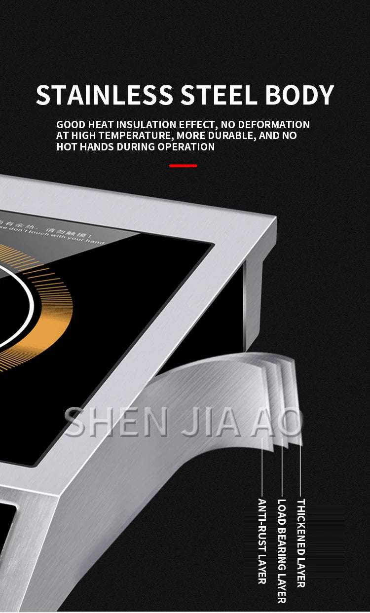 Fornello A Induzione Singolo 3500 W Con Controllo Pulsante E Piano In Cristallo Nero YS3505