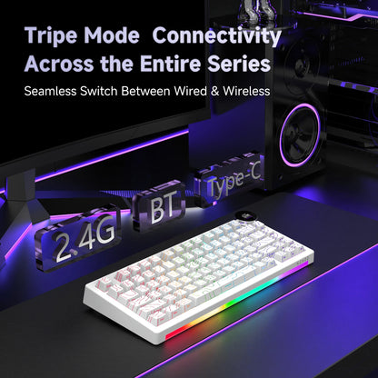 Ajazz AK820V2 Pro Tastiera Da Gaming Wireless Tre Modalità Cablata Bluetooth 2.4G Batteria 10000mAh