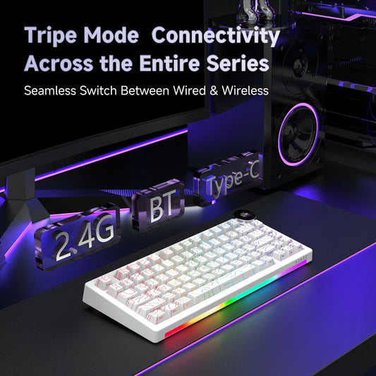Ajazz AK820V2 Pro Tastiera Da Gaming Wireless Tre Modalità Cablata Bluetooth 2.4G Batteria 10000mAh