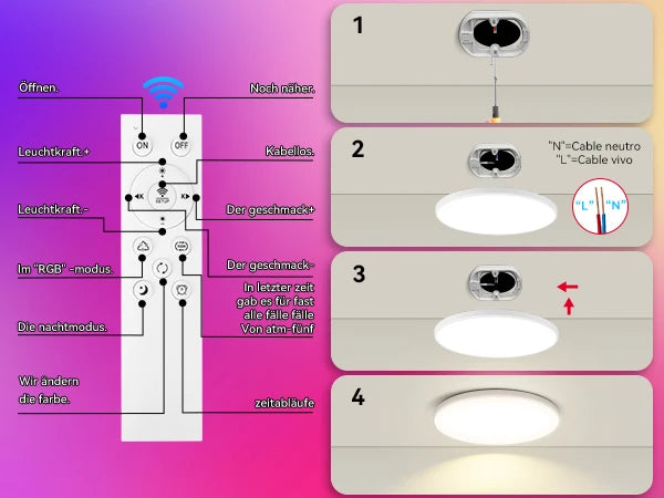 Plafoniera Led Dimmerabile con Controllo Remoto Rgb Bluetooth Tuya per Interni Alexa