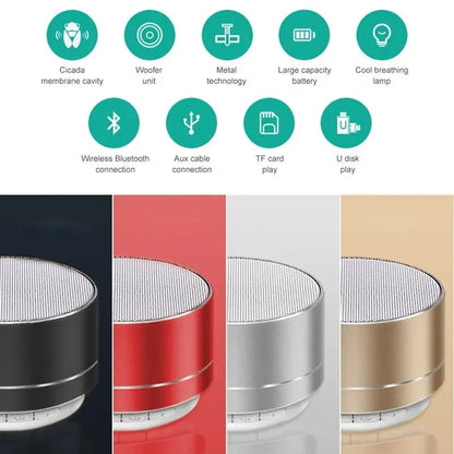 A10 Subwoofer esterno Mini altoparlante portatile Radio FM Altoparlante musicale Altoparlante wireless in lega di alluminio