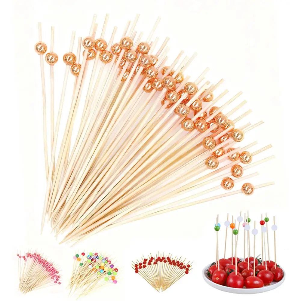 100 Spiedini di Bambu per Buffet Sposi e Finger Food Bastoncini Usa e Getta per Decorazioni Catering