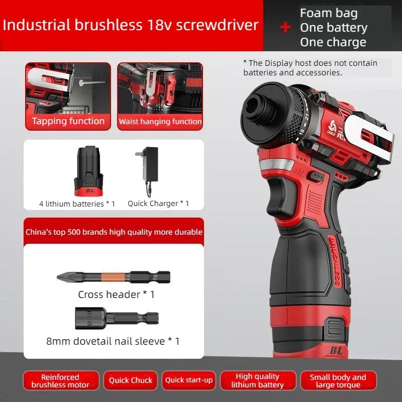 Chigo Trapano Avvitatore Brushless 18V 80 Nm Batteria Li-Ion 10 mm Cacciavite Professionale