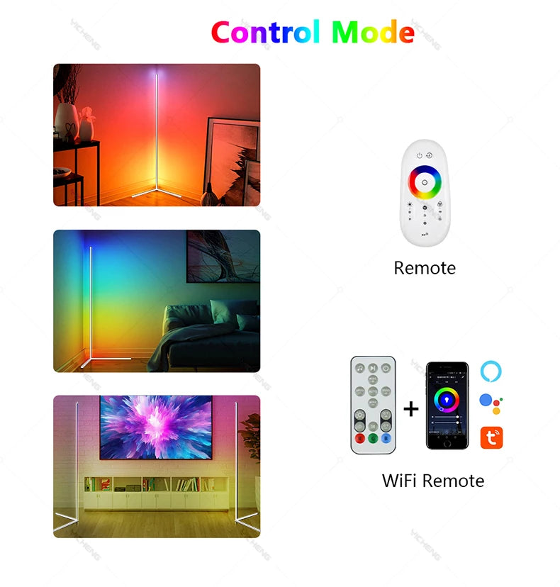 Lampada Da Terra Tuya Rgb 180 cm Bianca, Smart Con App E Telecomando, Illuminazione Led Moderna E Atmosferica