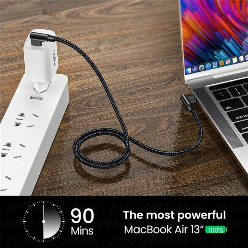 Cavo di Ricarica Usb C Pd 4.0 Angolo di 90 Gradi 100W per iPhone 15 Pro Max Xiaomi Huawei MacBook iPad