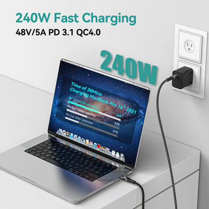 Cavo USB4 Thunderbolt 4 da USB-C a USB-C 40Gbps 240W Ricarica Rapida e Trasferimento Dati per Laptop