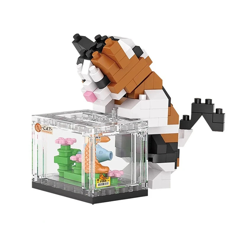 Kit Blocchi Di Costruzione Animali Gatto Acquario Per Bambini Unisex In Plastica Set Creativo
