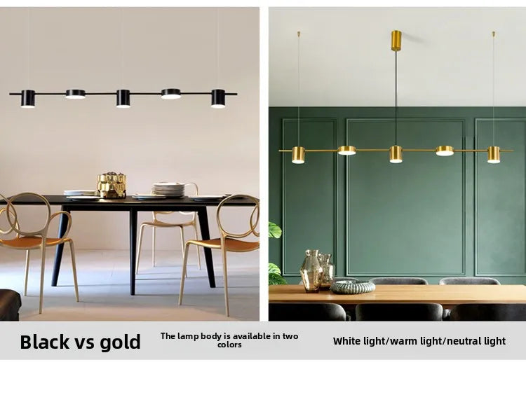 Lampada A Sospensione Postmoderna Tre Teste Per Ristorante In Ferro Nero E Oro Illuminazione Minimal Nordica Di Lusso