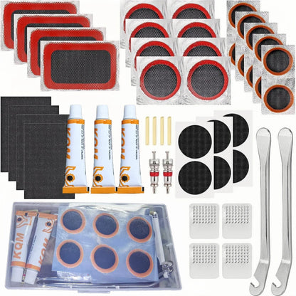 Kit di Riparazione Pneumatici per Bicicletta con Toppe, Colla e Leve per Riparazioni Veloci
