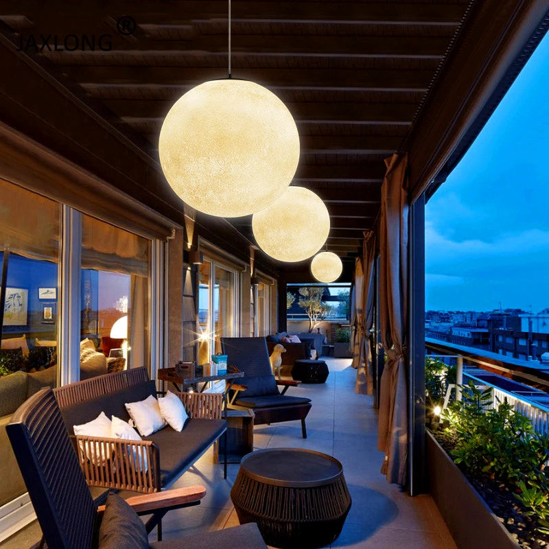 Lampada A Sospensione Forma Di Luna Con Stampa 3D Per Ristorante E Bar Atmosfera Creativa Luce Notturna 110V 220V