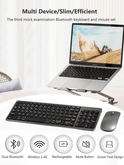 Set tastiera e Mouse Bluetooth Wireless Ultra sottile compatibile per Mac OS/iOS/iPad OS tastiera ricaricabile per MacBook