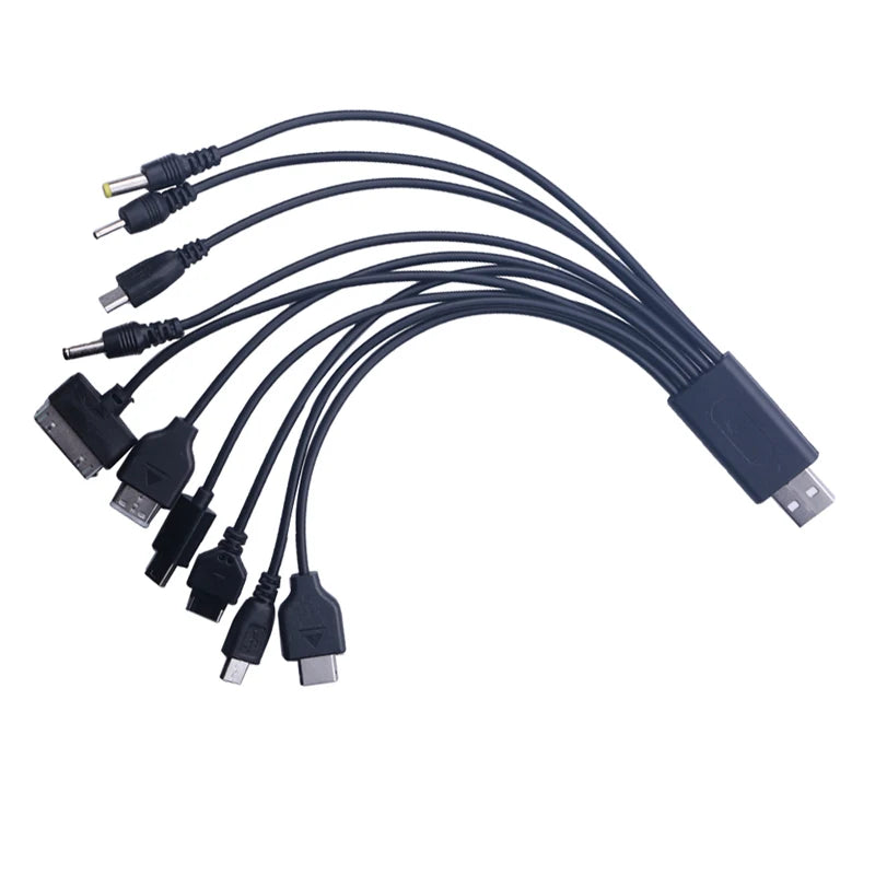 Cavo caricabatterie universale da USB a multi-spina per telefono cellulare Cavo USB da 10 a 1 per Samsung Xiaomi Huawei Google Cavo caricabatterie OPPO Vivo
