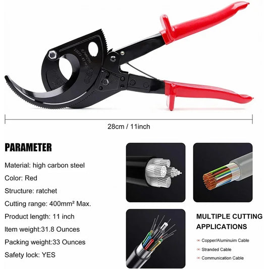 Tagliacavi Cricchetto In Rame E Alluminio Resistente Fino A 400 Mm2 Ideale Per Cablaggi Elettrici HS-520A
