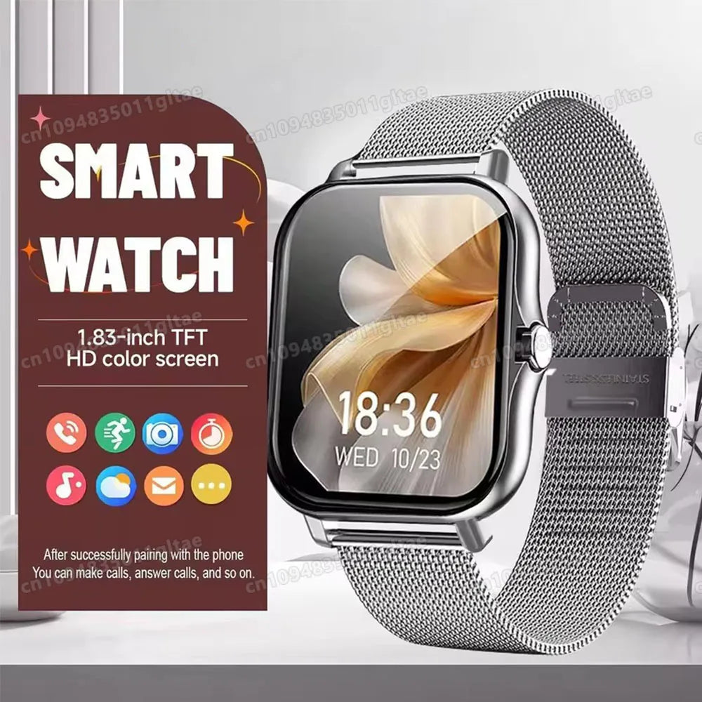 Nuovo Smartwatch con Chiamata BT, Monitoraggio Salute e Sonno, Schermo HD da 1.80'', Orologio Intelligente per Bambini, Impermeabile, Braccialetto Sportivo alla Moda per Donne e Uomini