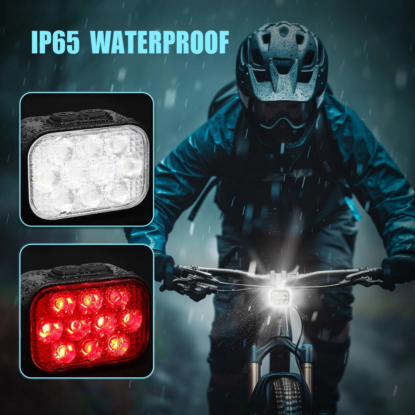 Luci Frontali e Posteriore per Bicicletta Ricaricabili USB Impermeabili LED COB MTB e Bici da Strada