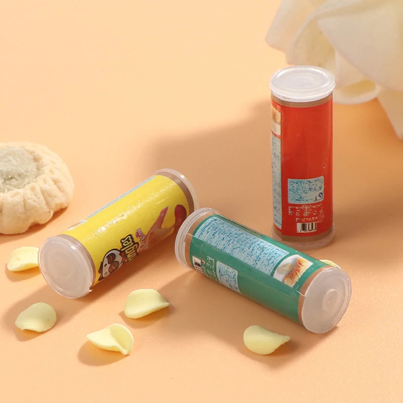 Set Tre Pezzi Patatine In Bottiglia Miniatura Scala Uno Dodici Per Casa Delle Bambole Cibo Giocattolo