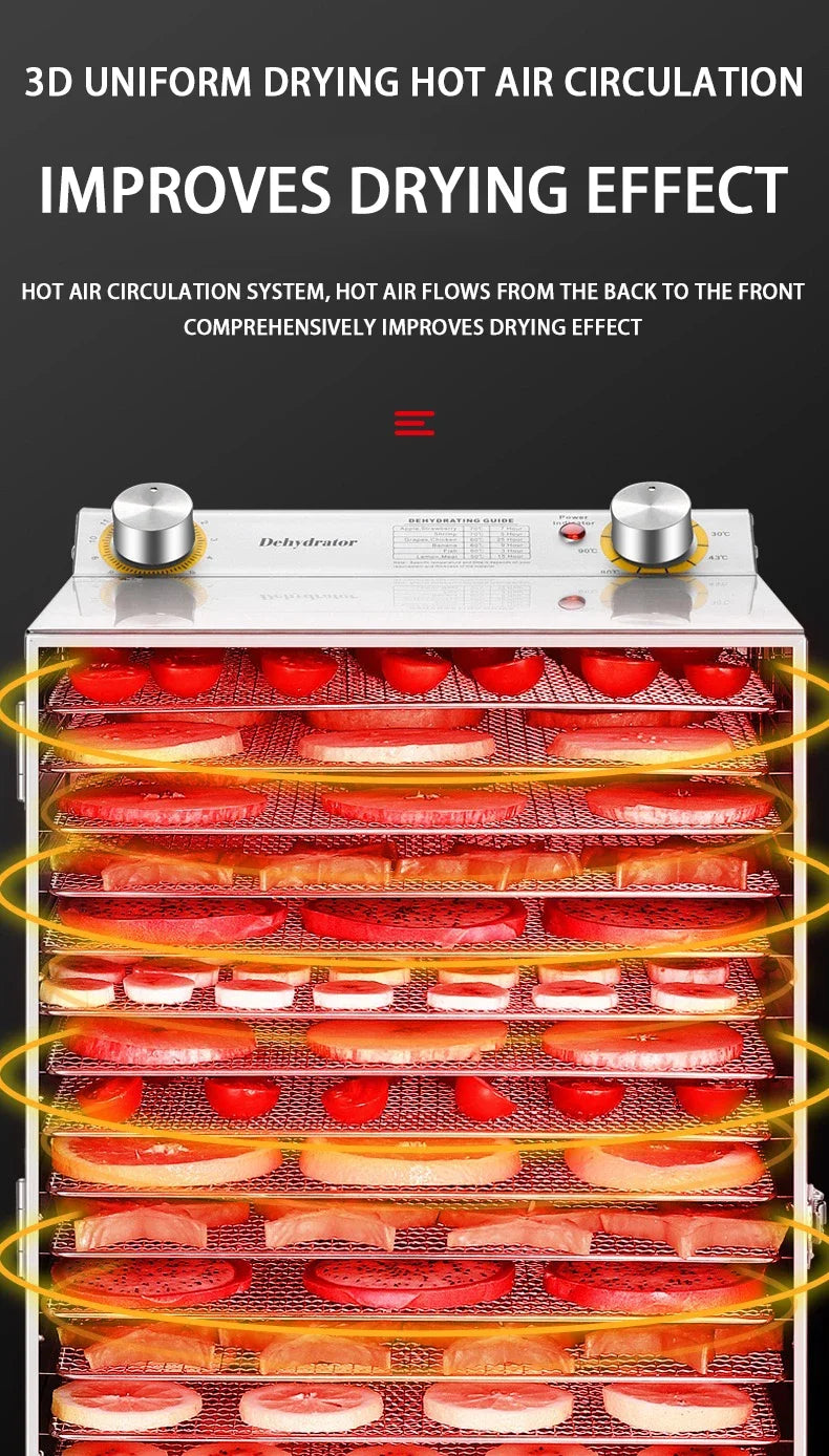 Essiccatore Alimentare Intelligente A 6 8 12 18 Strati Con Timer E Controllo Della Temperatura Per Frutta Verdura Carne