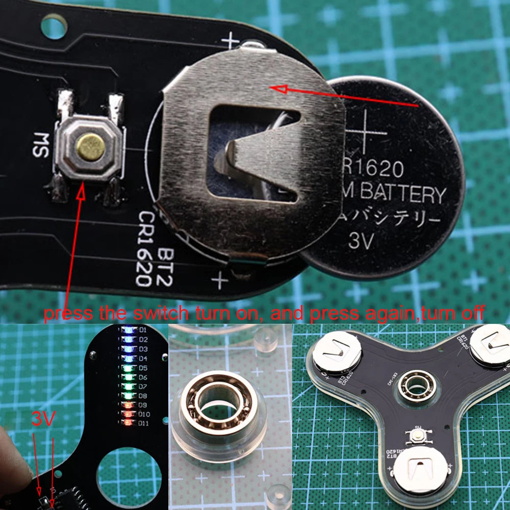 Kit Elettronico Fai Da Te Con Led E Gyro Per Circuiti Stampati Saldatura Facile E Componenti Inclusi