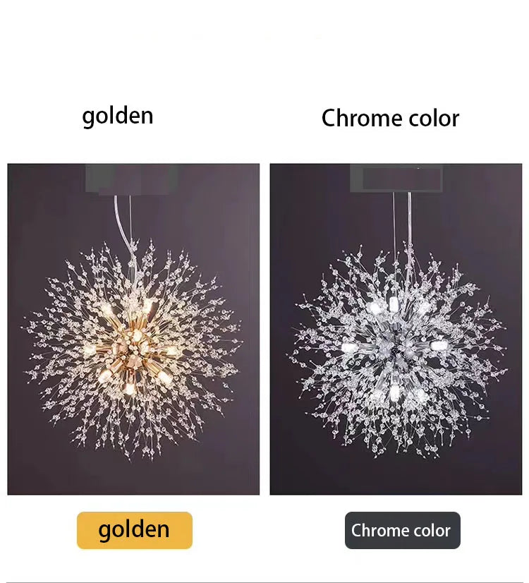 Ciondolo Led In Cristallo Dente Di Leone Illuminazione Moderna Per Soggiorno E Bar Finitura Cromata Lucida