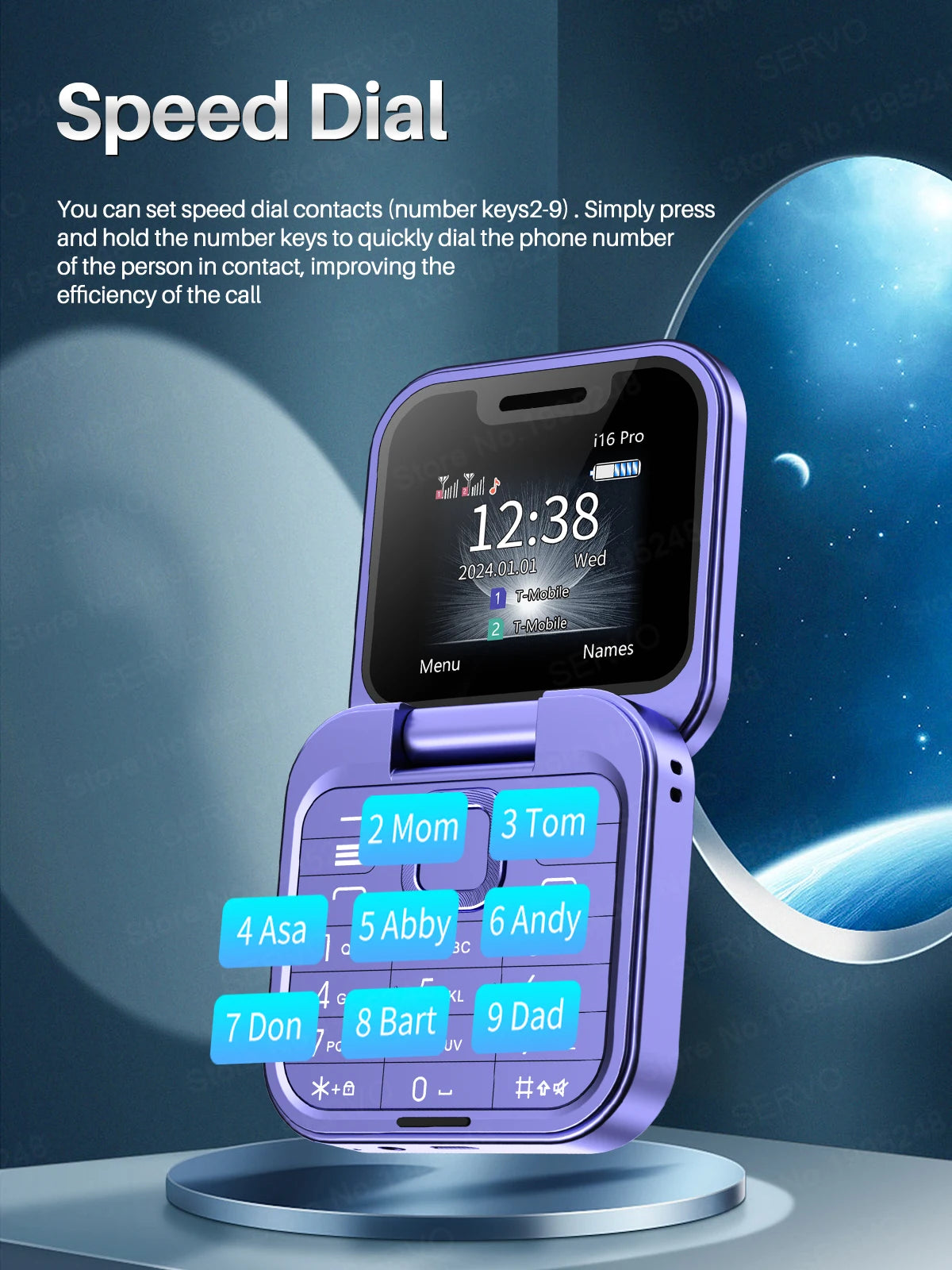 Telefono Cellulare Flip 2G Doppia SIM 1,77 Pollici Batteria 1000 mAh Lettore Video FM Jack Da 3,5 Mm
