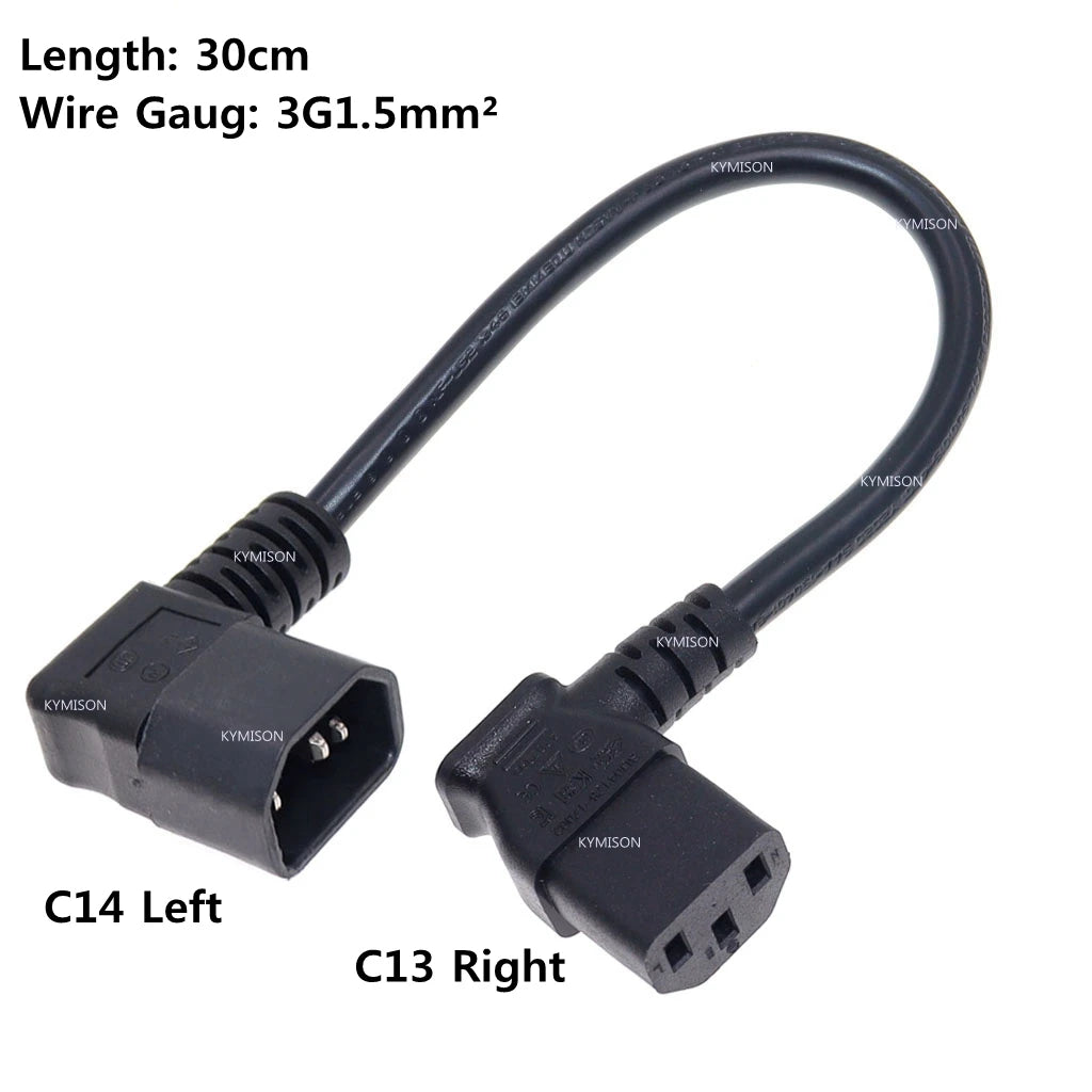Cavo di prolunga angolare convertitore angolare IEC60320 C13 C13 a C14 Cavi di alimentazione angolare PDU Cavo di alimentazione CA maschio-femmina 10A 250V