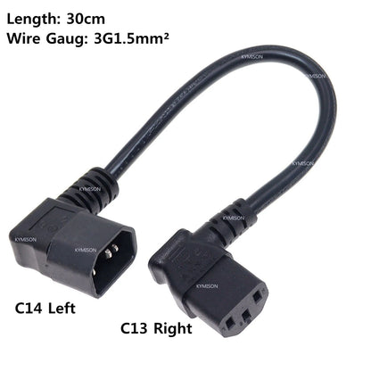 Cavo di prolunga angolare convertitore angolare IEC60320 C13 C13 a C14 Cavi di alimentazione angolare PDU Cavo di alimentazione CA maschio-femmina 10A 250V