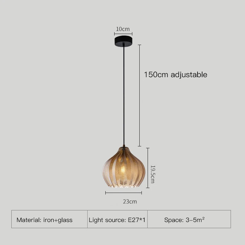 Lampada a Sospensione Moderna Nordico Led in Vetro Ambrato