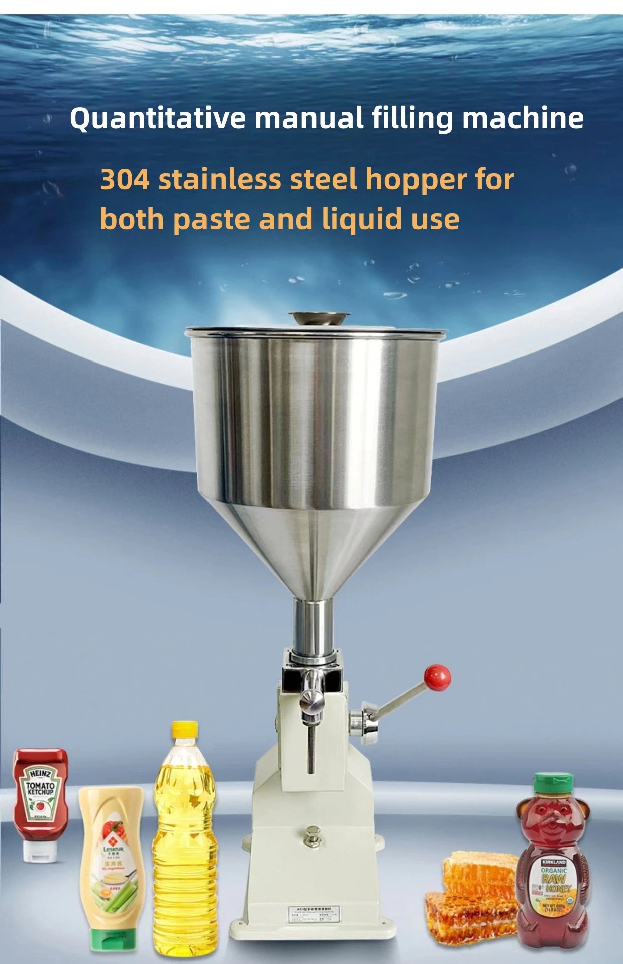 Riempitrice Manuale Per Bottiglie Liquide Modello A03 Con Ugelli Da 4 Mm E 8 Mm Velocità 5-30 Bottiglie Al Minuto