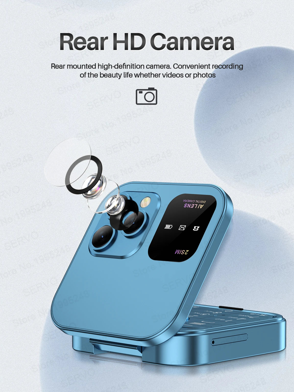 Telefono Cellulare Flip 2G Doppia SIM 1,77 Pollici Batteria 1000 mAh Lettore Video FM Jack Da 3,5 Mm