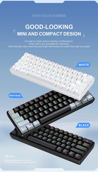Tastiera Meccanica Portatile A 61 Tasti Cablata Con RGB Phantom Risposta Gaming Design Ergonomico Per Ufficio E Giochi