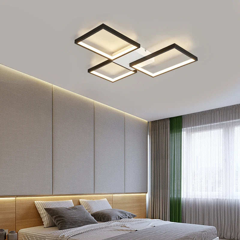 Plafoniera LED Moderna Dimmerabile Per Soggiorno E Camera Da Letto Finitura Nera O Dorata Illuminazione 2000 lm