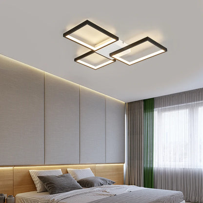 Plafoniera LED Moderna Dimmerabile Per Soggiorno E Camera Da Letto Finitura Nera O Dorata Illuminazione 2000 lm