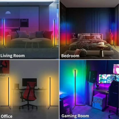 Lampada Da Terra Angolare Rgb Con Controllo Via App Dimmabile E Sincronizzazione Musicale Per Salotti Moderni