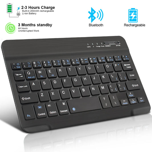 Tastiera Wireless Mini Bluetooth Per Laptop Tablet Smartphone Ricaricabile Compatibile Android iOS Windows
