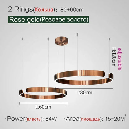 Lampada LED Circolare Sospesa Moderna Oro Rosa Bianco Nero Per Soggiorno E Sala Da Pranzo
