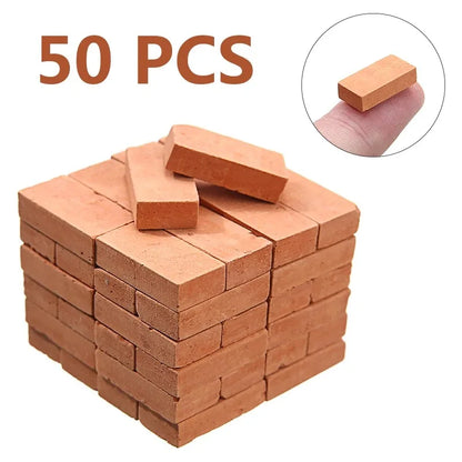 50-150 pezzi 1:16 modello di mini mattoni reali, accessori paesaggistici per figurine in miniatura, giocattolo di mattoni finti fai da te per la costruzione di giardini fatati