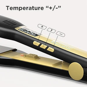 Piastra per capelli professionale KIPOZI in ferro piatto al titanio con display LCD digitale Ferro arricciacapelli a riscaldamento istantaneo a doppia tensione