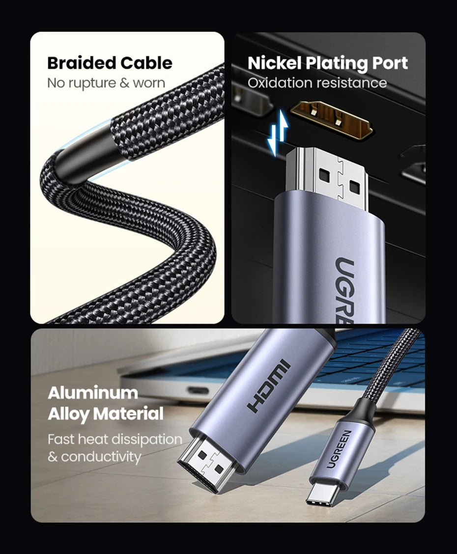 UGREEN Cavo USB C a 4K 8K compatibile HDMI 8K/60Hz 4K/120Hz per MacBook Pro iMac iPad Pro per Samsung Galaxy USB C a HDMI 2.1
