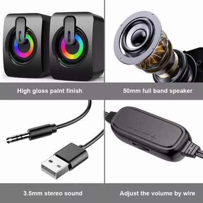 Altoparlanti per Computer, Sound Box PC HIFI Stereo con Microfono e Luce LED per Desktop, Altoparlanti RGB per Gaming con Audio Surround