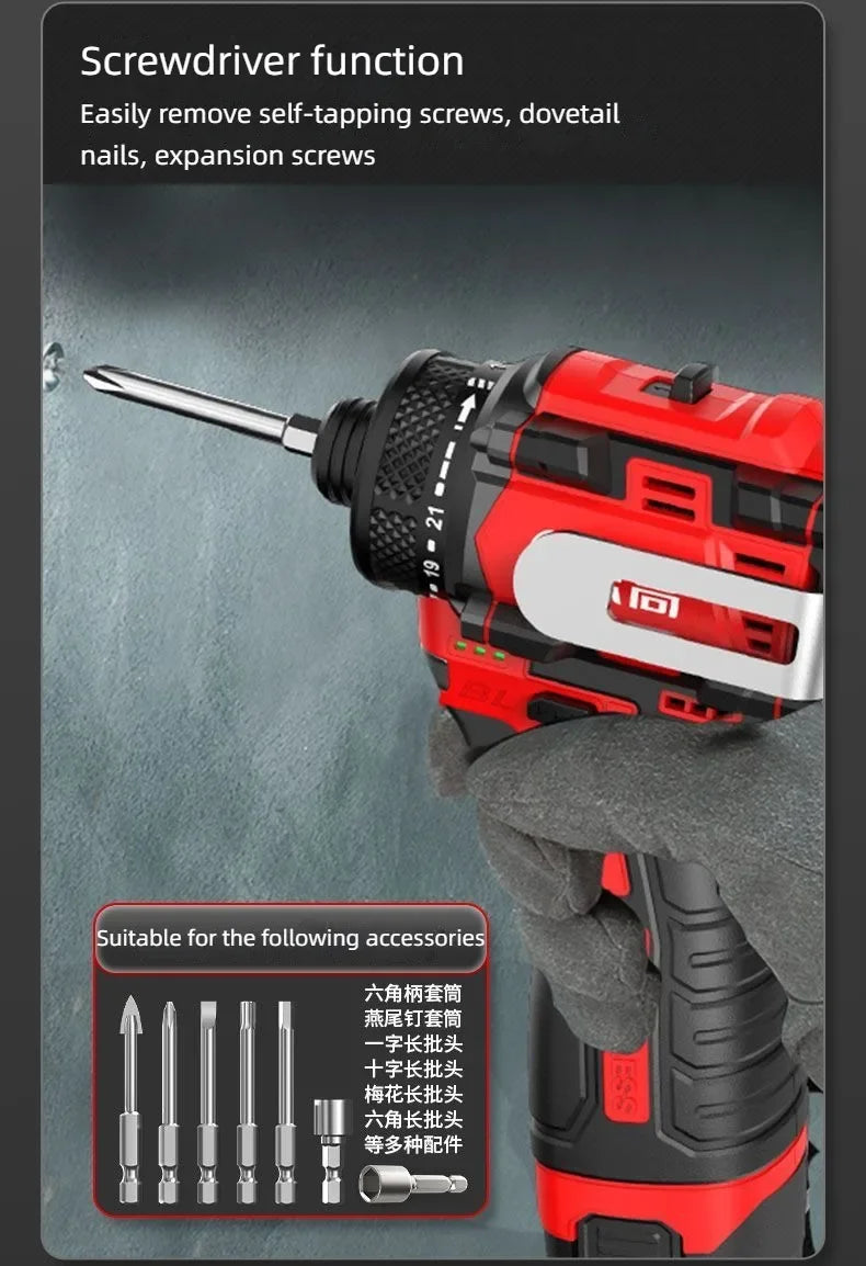 Chigo Trapano Avvitatore Brushless 18V 80 Nm Batteria Li-Ion 10 mm Cacciavite Professionale