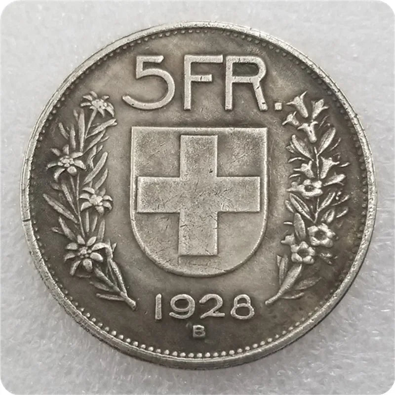 Monete D'Argento Svizzera 5 Franchi 1928 B Collezione Medaglie Regali Di Natale Esclusive