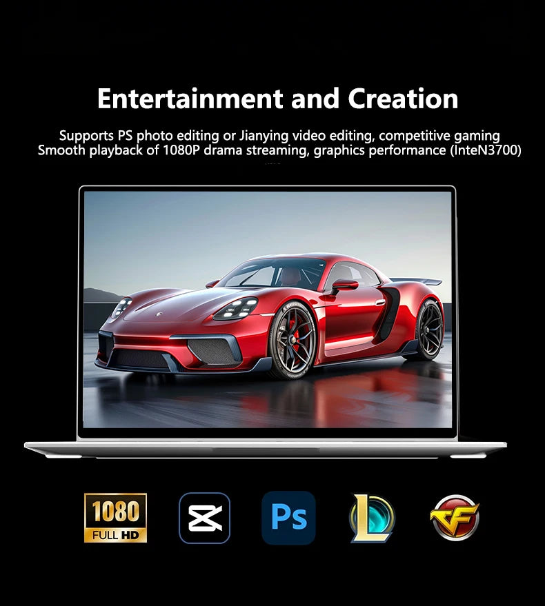 NAIWO 2026 Laptop Ultra Sottile 14.1" Windows 11, 16GB 2TB SSD, Notebook da Gaming Intel 4405U, Display 1920*1080, Computer per Ufficio e Studio
