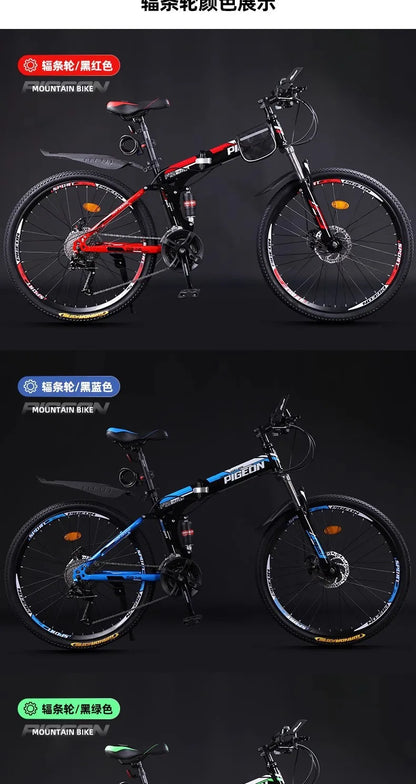 Bicicletta Pieghevole Da Montagna Per Adulti Con Freni A Disco Fuoristrada Unisex Velocità Variabile