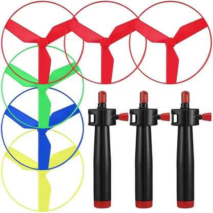 6 pezzi per bambini tirare la corda giocattolo volante elica elicottero giocattoli per bambini all'aperto gioco divertente sport volare Spin Top giocattoli per lo sviluppo dei bambini