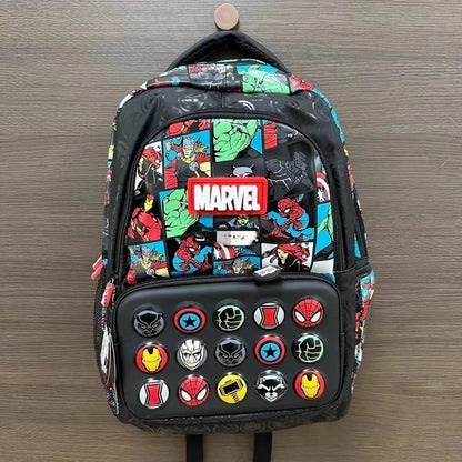 Zaino Scolastico Marvel Australiano, Grande Capacità, Leggero, con Borsa Pranzo e Charm da Collezione, Serie Regalo con Ornamenti
