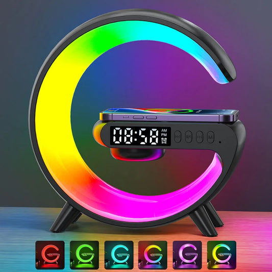 Lampada Da Tavolo Wake Up Smart Rgb Con Altoparlante Wireless 15W Ricaricabile Per Camera Da Letto