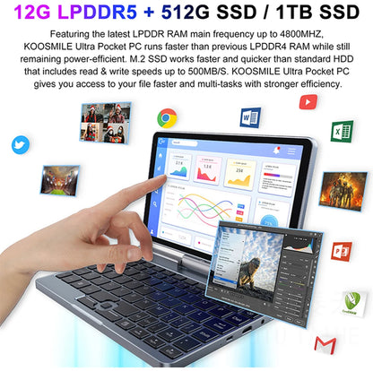 Crelander P8 Mini Laptop Da Gioco 8 Pollici Schermo Touch Intel Alder Lake N100 12GB DDR5 Windows 11 WiFi 6