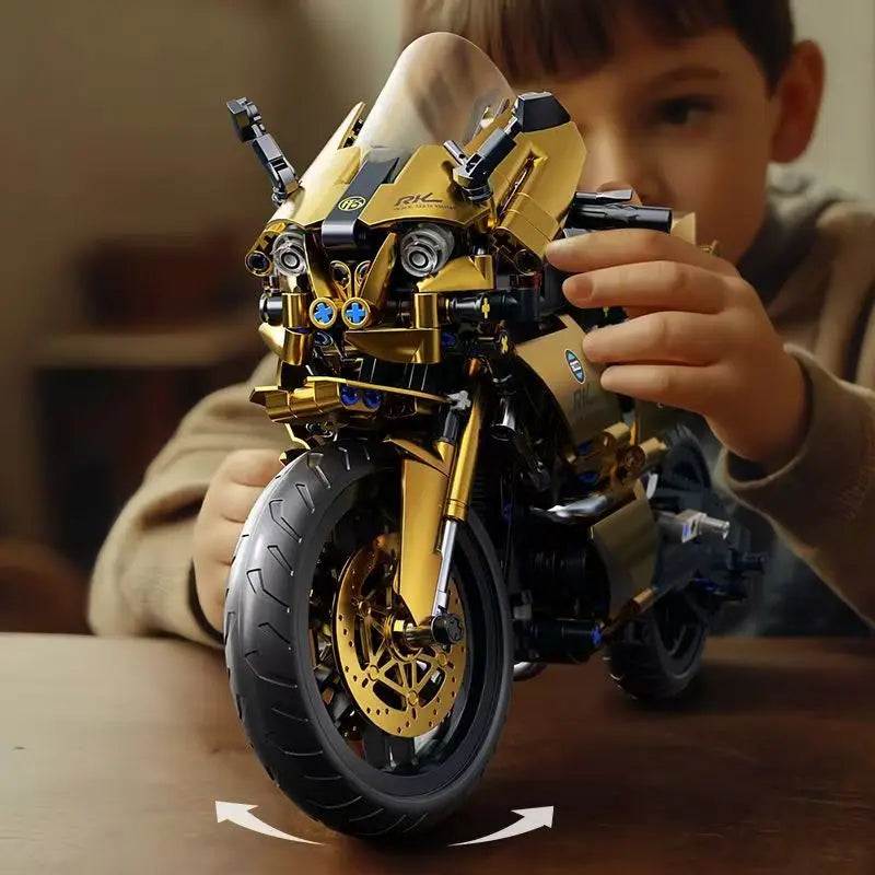 Set Blocchi Moto V4s Racing Con Supporto Esposizione Gioco STEM Per Adulti E Bambini Regalo Unisex