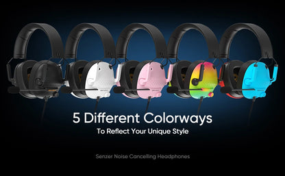 SENZER SG500 Surround Sound Pro Cuffie da gioco con microfono con cancellazione del rumore - Cuffie pieghevoli portatili per PC, PS4, PS5, Xbox