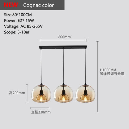 Lampadario A LED In Vetro Sospensione Moderna Grigio Per Soggiorno Pranzo Cucina E Camera Da Letto